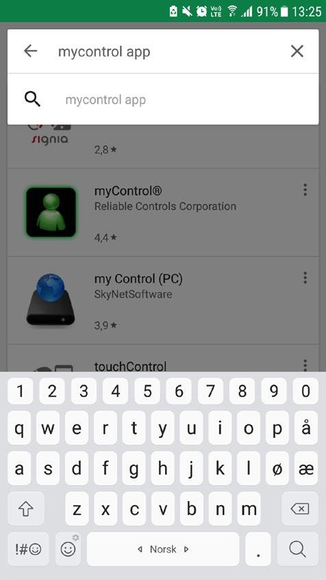 mycontrol App til Android.