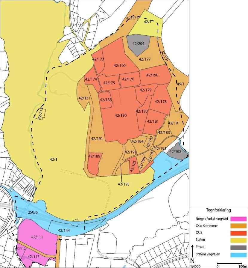 Tittel: Konseptrapport Side: 60 av 186 Figur 16 Eiendomsoversikt ved Gaustad 5.