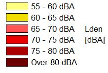 Som det fremgår av Figur 3 er støynivå på uteoppholdsarealer på vestsiden av enkelte boliger over Lden 55 db.