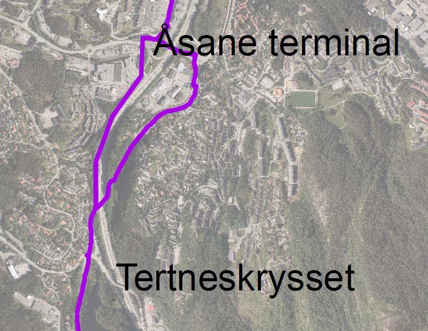 5.5 Sykkeltrasé fra Eidsvåg til Griggastemma (Tertneskrysset) Det skal reguleres en løsning for sykkel fra Eidsvåg til Griggastemma.