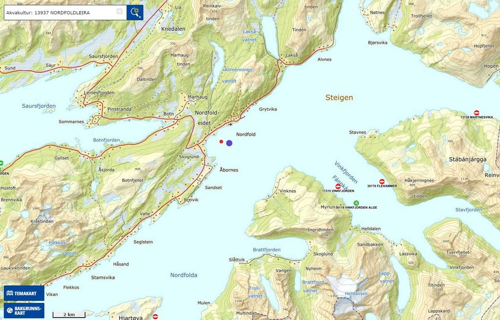 2 Materialer og metoder 2.1 Område og prøvestasjoner Oppdrettslokaliteten Nordfoldleira ligger i fjorden Nordfolda, nordøst for Kråkneset i Steigen Kommune, Nordland Fylke (figur 2.1.1).