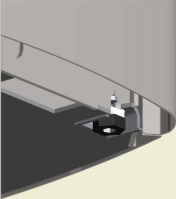Hvis det skal brukes formgulvplate, må ovnen justeres opp, slik at platen kan skyves inn under fronten på vedovnen.