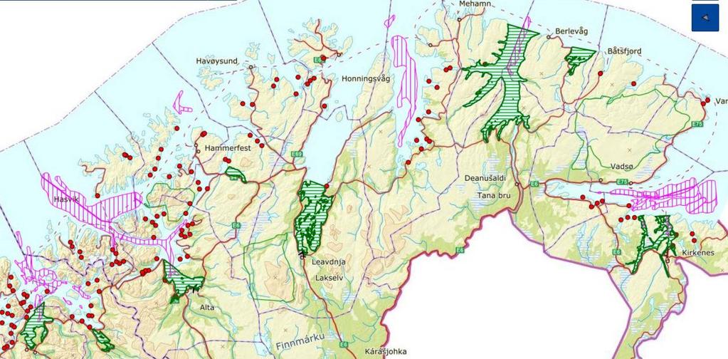 335 Figurer Figur 1. Fjorder i Troms og Finnmark: Kvænangen, Altafjorden, Porsangerfjorden, Laksefjorden, Tanafjorden og Varangerfjorden (fra vest til øst).