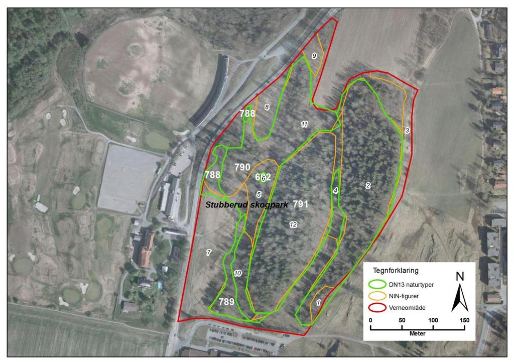 Tabell 10. Fordeling av grunntyper og hovedtyper i Stubberud skogpark NR.