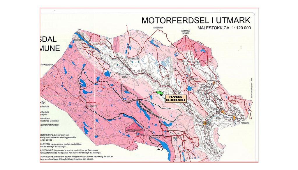 Abbortjern fra utoset. Hyttene er på tomtene 30 og 31. Nye tomter, nr 33 og 34 blir til venstre for disse to. Skiløyper: I gjeldene plan er det skiløype fra parkeringsplass P-4.