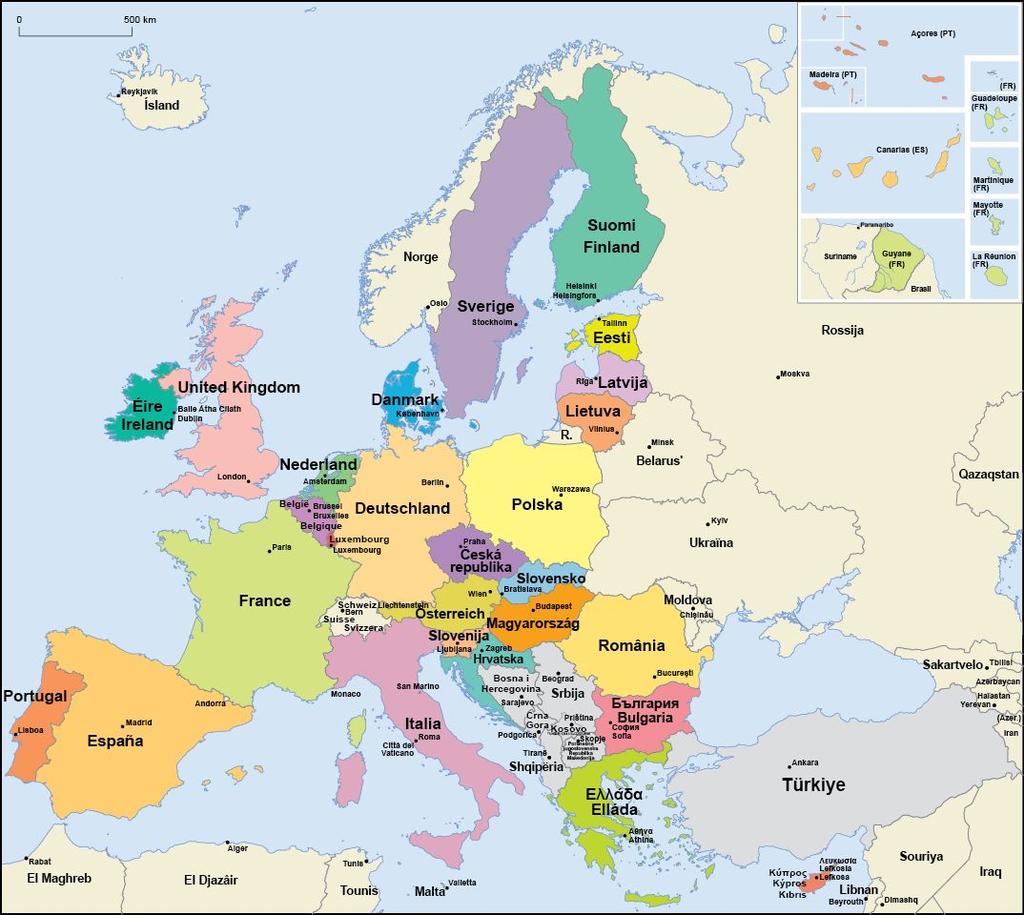 Den Europeiske Union: 500 millioner innbyggere 28 land Member