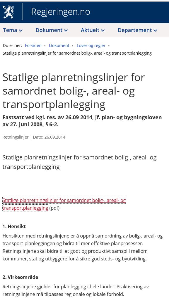 Statlig planretningslinjer for