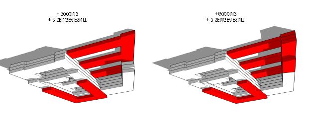 fløyer. To nye sengeenheter tilsvarende 48 senger kan plasseres over de eksisterende somatiske sengene. Figur 12: Utbyggingsmuligheter skisseprosjekt 2 9.7.