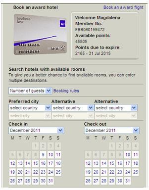 Hvordan fungerer dette i praksis? EuroBonus-medlemmet booker sitt hotellrom for poeng enten ved å ringe til EB kundeservice eller ved å booke selv online på flysas.