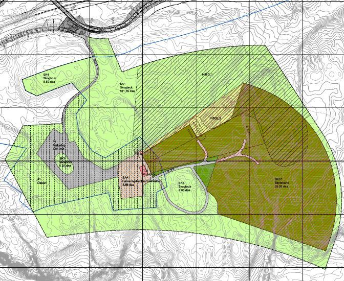 I den vedtatte planen ligger det føringer for blant annet vertikalgeometri, brulengder, brutyper og plassering av støyskjermer. Over: Kartet viser deler av gjeldene reguleringsplan.