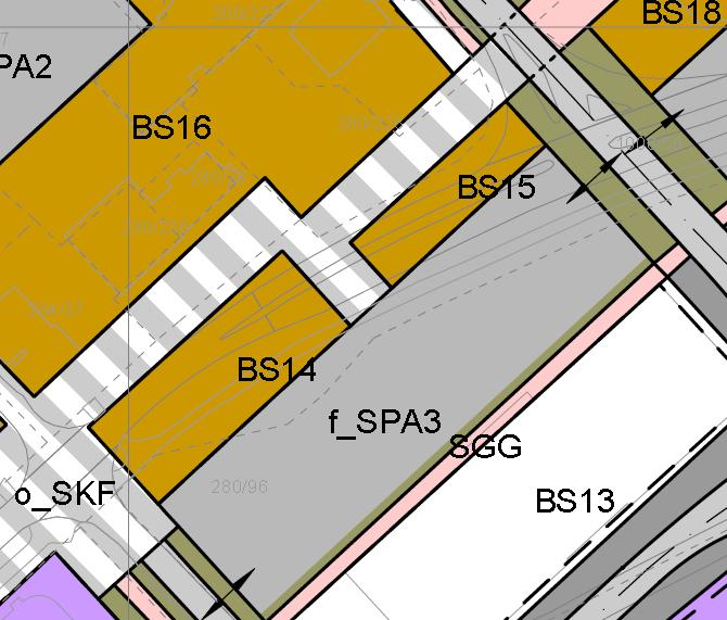 Sentrumsplan Oppdal: Områdene BS14 og BS15 er avsatt til Bebyggelse - Sentrumsformål.