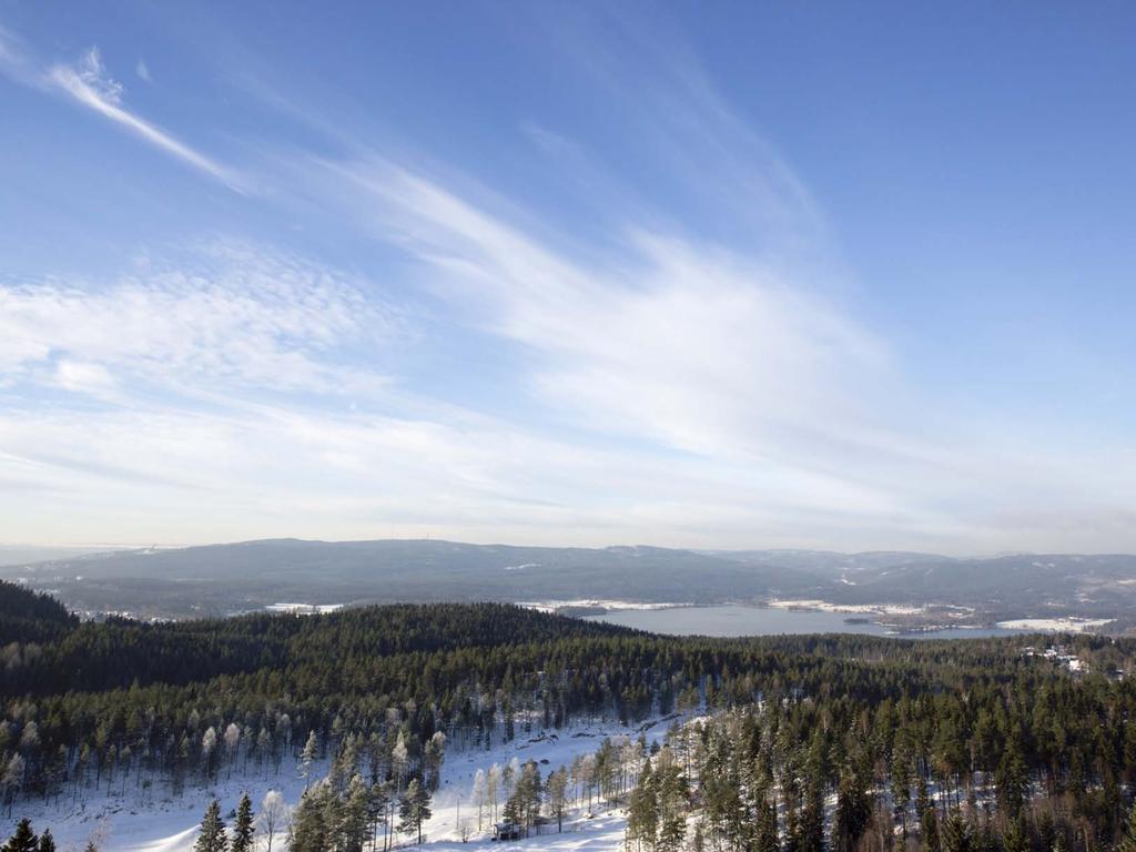 Utsikt fra toppen av hoppbakken mot Maridalsvannet,