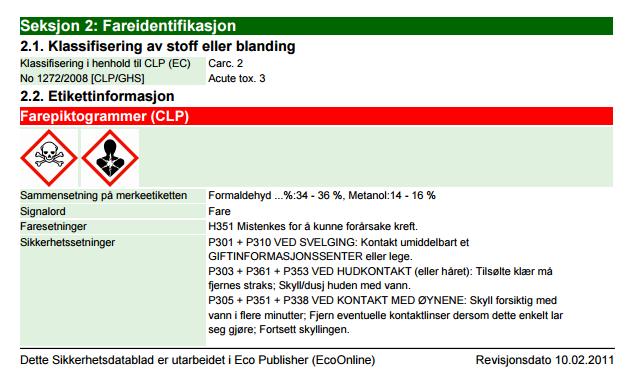 Arbeidstilsynet har en egen faktaside om stoffkartotek som blant annet beskriver hvordan sikkerhetsdatablad