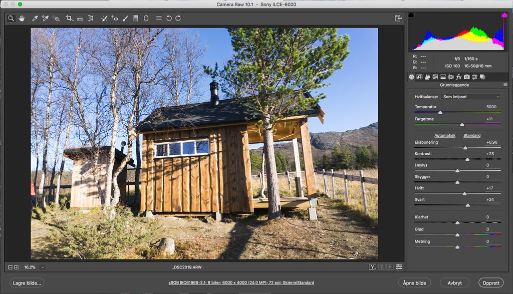 4 Behandling av bilder Du har svært god kontroll over toneomfanget ved korrigering i Adobe Camera RAW (ACR).