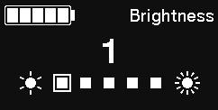 Brightness (Lysstyrke) Baklysstyrken kan justeres etter behov. 1. Trykk på X eller Y for å justere lysstyrken. Lysstyrken kan justeres i 5 nivåer.