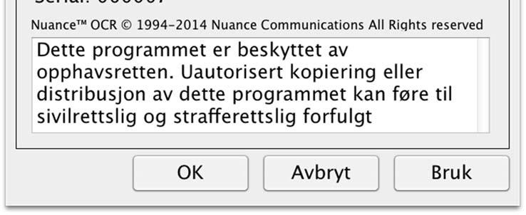 1 Om programmet Denne overskriften inneholder versjonsnummeret til programvaren og informasjon om opphavsrettigheter.