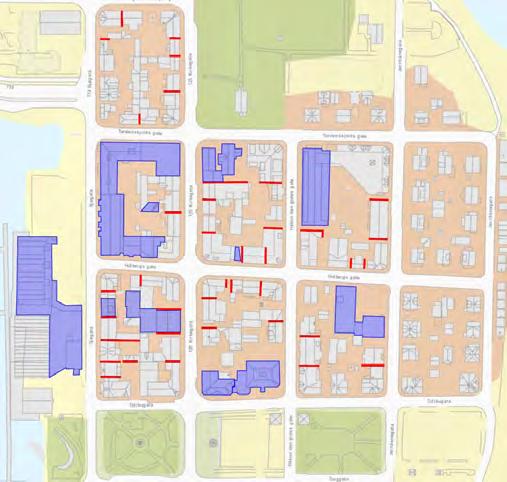 Allmenningen mellom bebyggelsen i sjøgata og bryggene er et annet overordnet byplangrep. Den 30 meter brede allmenningen hadde blant annet til hensikt å forhindre spredning av brann.