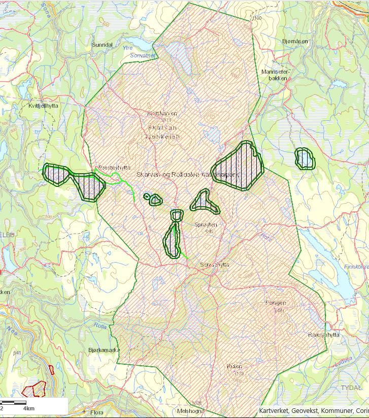 Sårbarhetskartlegging Fugl og vegetasjon Skarvan og Roltdalen Case-områder Stråsjøen Prestøyan Kvennfjellvatna Kalvskinnsfloene