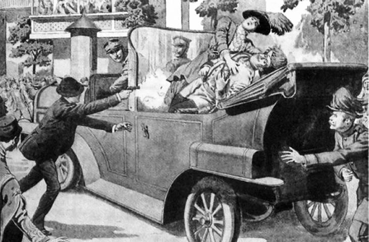Hvordan utviklet krigen seg? Frans Ferdinand, kronprinsen av Østerrike- Ungarn blir skutt i Sarajevo av en Serbisk opprører. (Skuddene i Sarajevo).