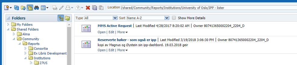 Behandling av IPP- reserverte Lister over bøker som er reservert og er IPP -Bør føre til handling Anbefales som rapport lagt ut i alma.