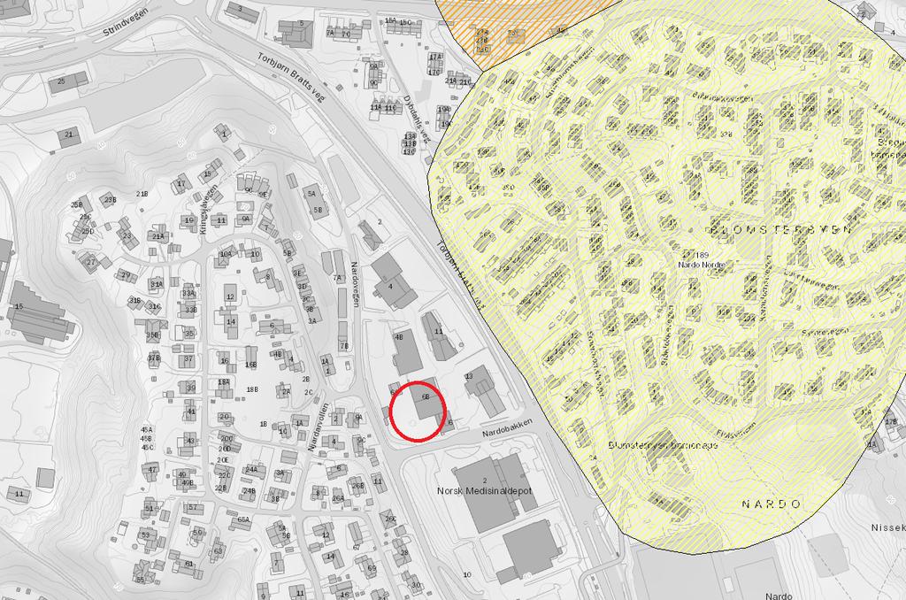 2.4 Kvikkleire I henhold til NVE sitt faresonekart ligger nærmeste kvikkleiresone «189 Nardo Nordre» med lav faregrad ca. 50 m nordøst og øst for tiltaksområdet.