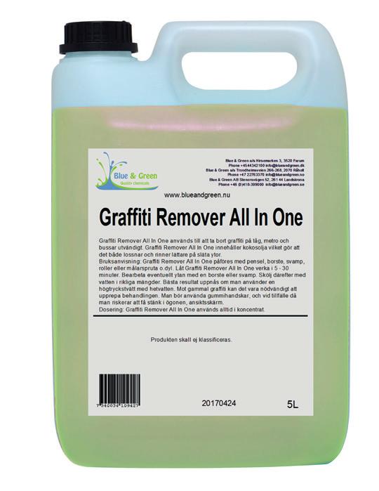 Graffiti Remover All In One Graffiti fjerner med innebygd tectylfjerner GR All In One brukes til å fjerne graffiti fra absorberende overflater som murstein, granitt, betong, marmor, terrazzo, skifer,