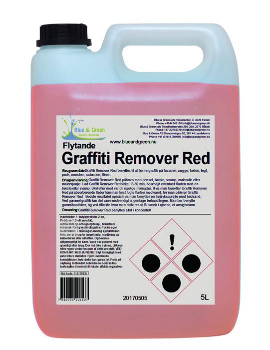 Graffiti Remover Red Flytande Graffiti fjerner for ett lags graffiti og tusj merker på absorberende underlag GR Red Flytende brukes til å fjerne ett lags graffiti, tusj merker fra absorberende