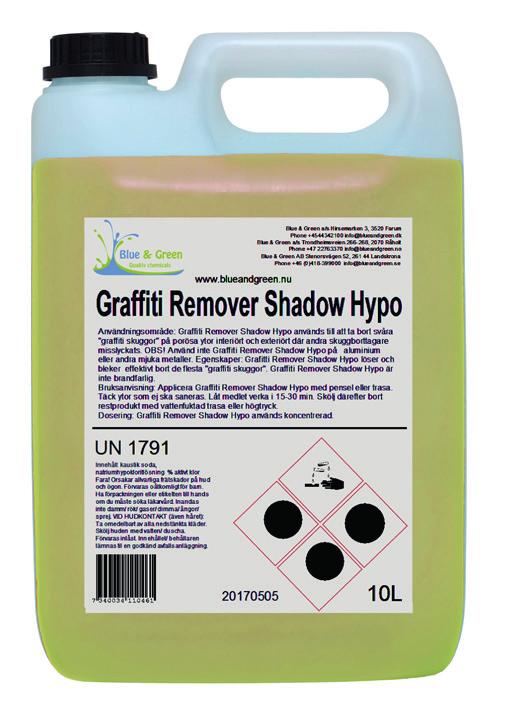 Graffiti Remover Hypo Alkalisk skygge fjerner for bleking av vanskelige graffiti skygger GR Shadow Hypo brukes til å bleke og fjerne vanskelige graffiti skyggene fra absorberende stein overflater,
