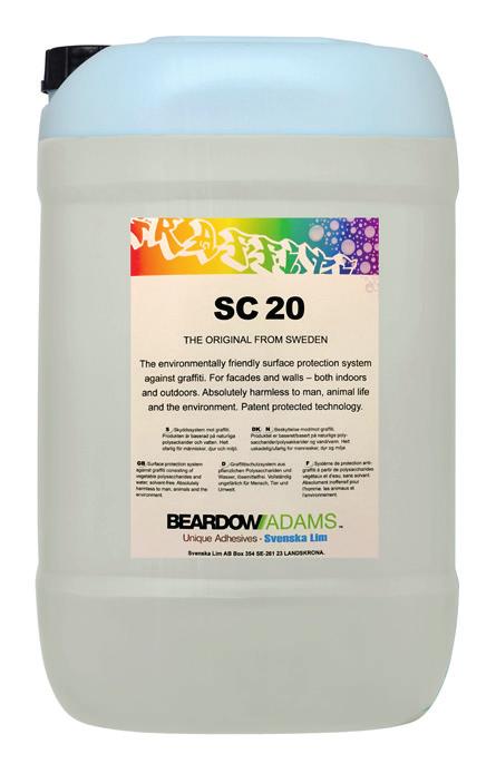 SC 20 Polysaccharide-based anti-graffiti coating SC 20 er en patentert miljøvennlig polysackaridbaserat graffiti beskyttelse som kan brukes på de fleste typer absorberende underlag som mur, betong,