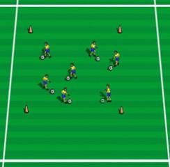 (Aldersgruppe: 6 8 og oppover) Stiv heks Alle spillerne har en ball hver og fører rundt i et avgrenset område. Størrelse i forhold til antall.