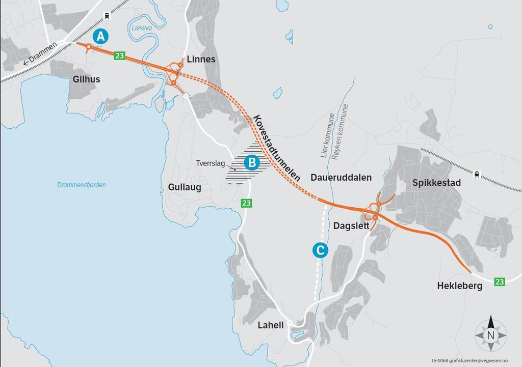 Rv. 23 Dagslett Linnes, oppstartsentreprisen Omfang oppstartsentreprisen Rundkjøring ved Gilhus (A) Anleggsveg