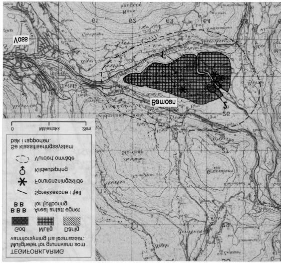 Fig. 1 Utsnitt av kartblad (M711) 1316 III Voss som viser det vurderte området på Bømoen. DYRVEDALEN For Dyrvedalen er vannbehovet oppgitt til 0.50 l/s. Berggrunnen i området består av fyllitt.