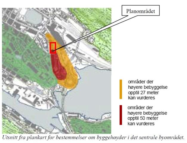 Forholdet til overordnet plan Planområdet berøres av kommuneplanens arealdel, kommunedelplan Sentrum og av høyhusmeldingen til Bergen kommune (Bystyresak 211/06).