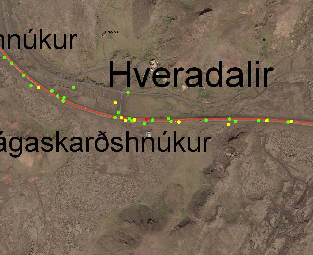 3.0 Umferðaröryggi á Suðurlandsvegi að vetrarlagi Á Suðurlandsvegi um Hellisheiði eru 65% allra slysa vetrarslys. 9 Í athugun árið 2000 var Suðurlandsvegi skipt í tvo hluta, þ.e. frá Breiðholtsbraut að Sandskeiði og frá Sandskeiði að Hveragerði.