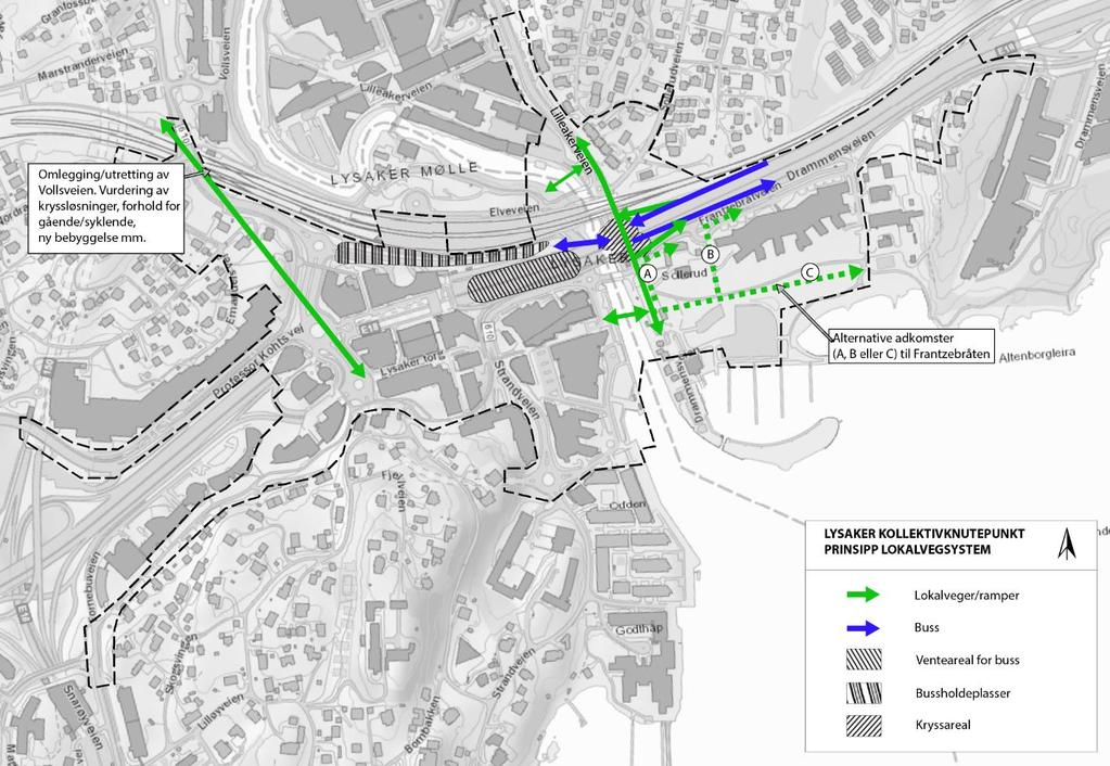 Omlegging av lokalvegsystemet Planen innebærer en omlegging av lokalvegsystemet på Lysaker.