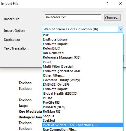 Import med mellomlagring: Noen ganger er det ikke mulig med en direkte eksport (for eksempel når man sitter på en annen maskin enn der EndNote programmet ligger).