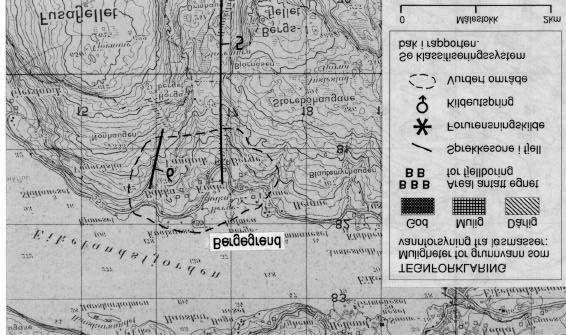 Fig. 3 Utsnitt av kartblad (M711) 1215 III Fusa som viser det vurderte området på Bergegrend. NORDTVEIT Vannbehovet til Nordtveit er 0.80 l/s.