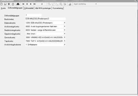 vises pr konto. Hver balansekonto kan deles inn i flere driftsmiddelgrupper.