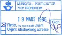 MUNKVOLL POSTKONTOR forts. Poståpneri opprettet 01.06.1958 i Bøckmansvei 110. Postkontor B fra 01.11.1974. Postkontor C fra 01.05.1979. Status tilbake til postkontor B fra 01.09.1985.