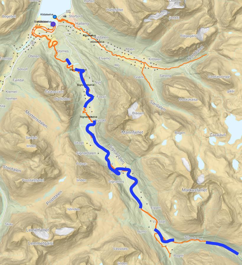 Signaldalselva Signaldalselva var utfordrende i forhold til høy vannføring hele sesongen. Dette skyldes i stor grad smeltevann langt på høsten kombinert med perioder med nedbør.