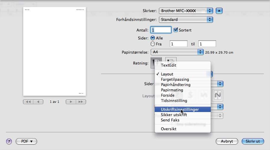 Skrive ut og fakse (Mac OS X 10.5.x til 10.6.