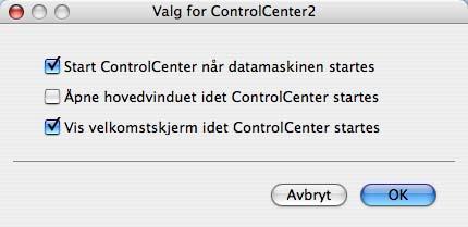 ControlCenter2 Slå av automatisk innlasting 9 Hvis du ikke vil at ControlCenter2 skal kjøres automatisk hver gang du starter Macintosh-maskinen, gjør du følgende.