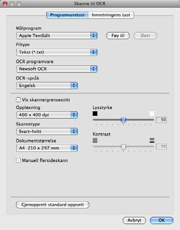 ControlCenter2 OCR (tekstbehandlingsprogram) 9 Skanne til OCR konverterer bildedataene på en grafikkside til tekst, som kan redigeres i et tekstbehandlingsprogram.