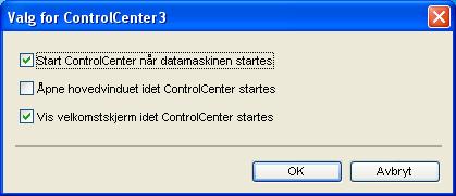 3 Deaktivere automatisk innlasting 3 Når du har startet ControlCenter3 fra Start-menyen, vil ikonet vises på oppgavelinjen. Du kan åpne ControlCenter3-vinduet ved å dobbeltklikke -ikonet.