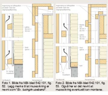 NBI-blad 542.101 Stående trekledning, - pkt 74 Musesperre «Mus som kommer inn bak kledningen kan være et problem.