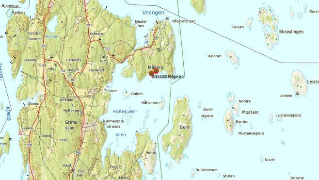 2.3 Mågerø, Tjøme kommune 2.3.1 Områdebeskrivelse Figur 12. Kart over undersøkelsesområde Mågerø. Figur 13.