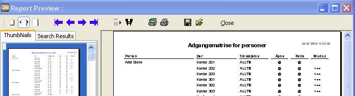 Rapportene Døroversikt og Personoversikt kan du velge å lagre til ASCII-fil