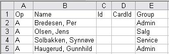 27.3 Beskrivelse av Excel-ark for import Excel-filen som ble generert ser slik ut : Følgende felter er aktuelle å endre på : Andre felter for spesialfunksjoner er tilgjengelig.