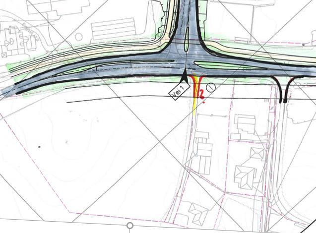 Det er tidligere utarbeidet reguleringsplan for handelsparken (se forrige side), inklusive ny hovedatkomst fra et kanalisert kryss med venstresvingefelt på Fv66.