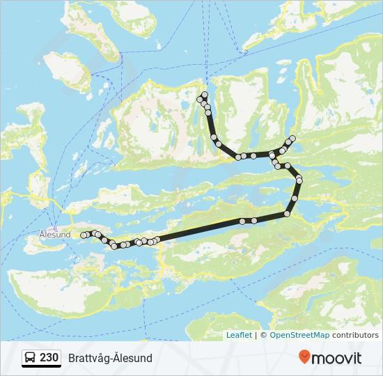 Retning: Skodje-Brattvåg Via Vatne 40 stopp VIS LINJERUTETABELL Nørvegata Vest Nørvegata 30C, Ålesund Kolvikbakken Nørvegata 54, Ålesund 230 buss Rutetabell Skodje-Brattvåg Via Vatne Rutetidtabell